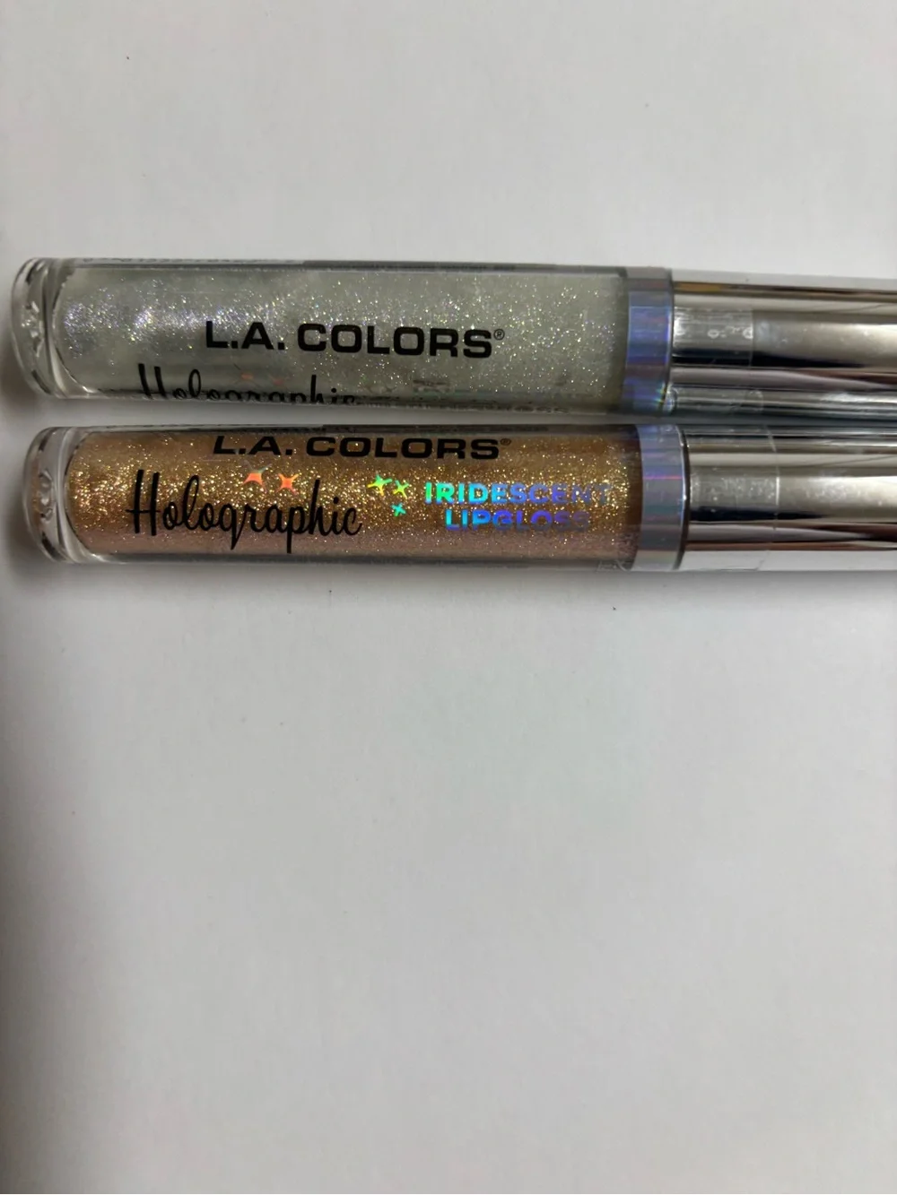L.A. COLORS Holographic Iridescent Lip Gloss Duo - Silver & Gold